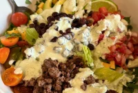 Loaded Taco Salad with Creamy Tomatillo Ranch Dressing Recipe