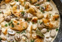 Creamy Mushroom Smothered Chicken with Garlic and Herbs