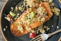 Mediterranean Quinoa Salad with Grilled Salmon