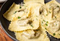 Creamy Mushroom Ravioli Recipe with Garlic Herb Sauce