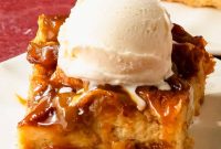 Caramelized Apple Bread Pudding with Warm Cinnamon Sauce