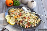 Roasted Cauliflower and Barley Salad with Crispy Spiced Chickpeas