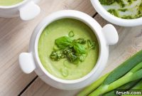 Creamy Pea Soup with Fresh Basil Pesto