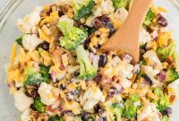 Crunchy Broccoli and Cauliflower Salad with Creamy Dijon Dressing