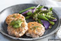 Spring Salmon Cakes with Greens and Green Goddess Dressing
