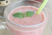 Strawberry Yogurt Smoothie with Basil and a Twist of Black Pepper