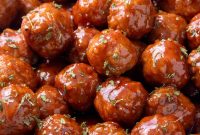 Sweet Grape Jelly Meatballs in Tangy BBQ Sauce