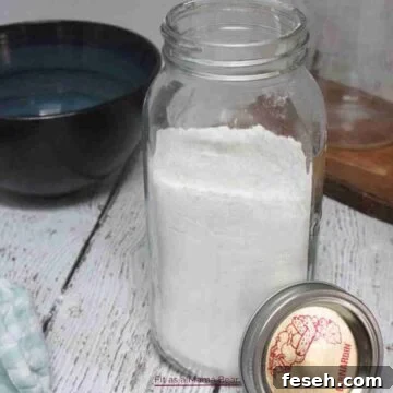 Homemade pancake mix in a mason jar.