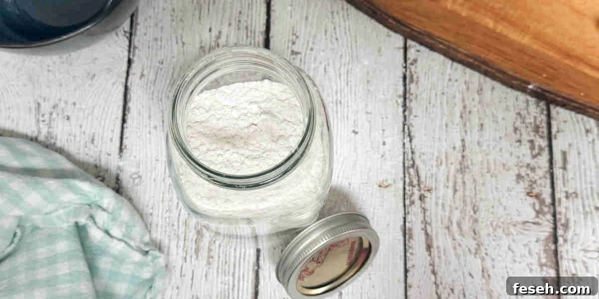 Homemade protein pancake mix in a mason jar.