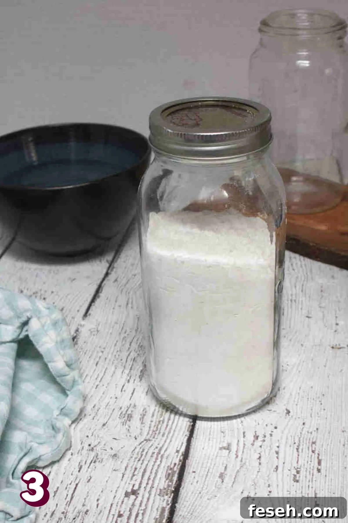 Pancake mix stored in a mason jar.
