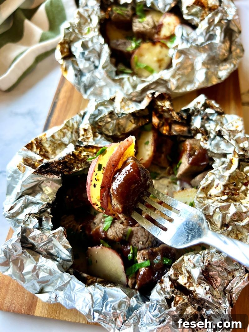 Marinated Steak and Potato Foil Packets