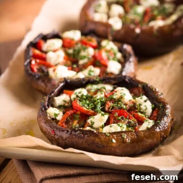 Stuffed portobello mushrooms with goat cheese and tomatoes