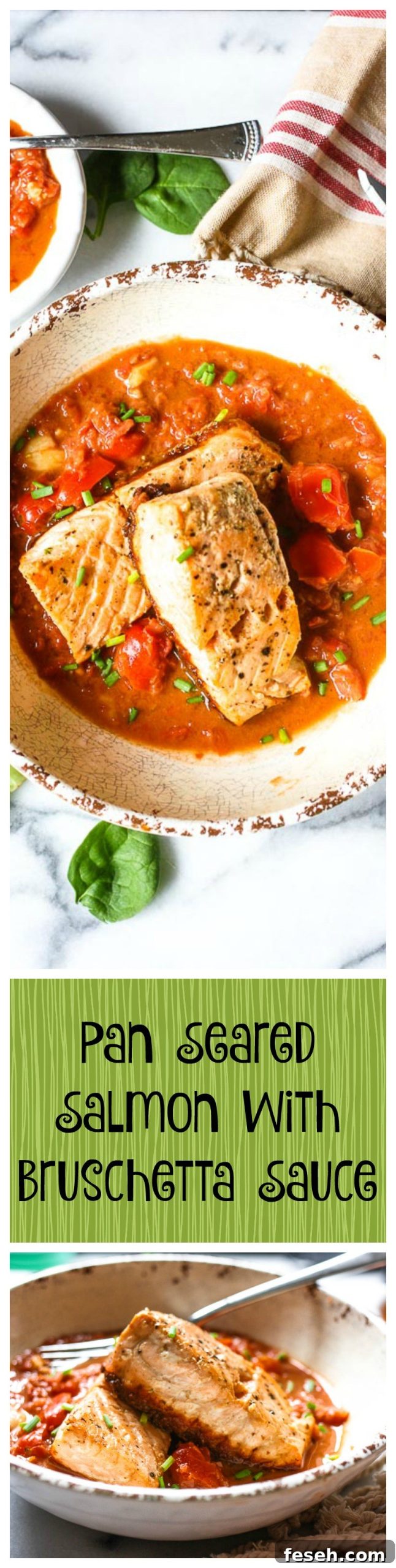 pan seared salmon with bruschetta sauce
