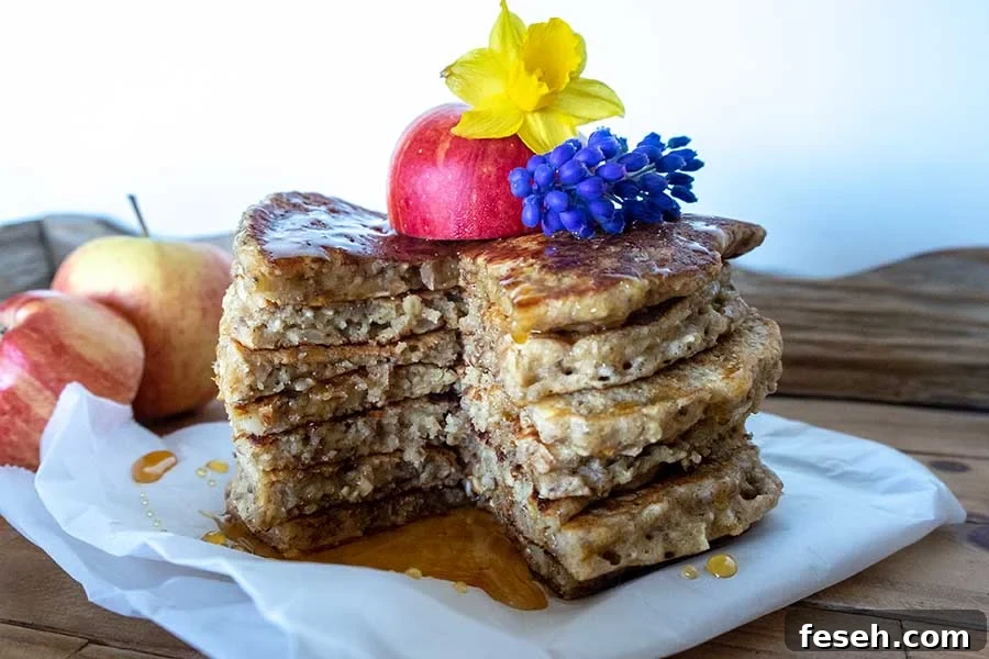 pancakes, oatmeal,apples