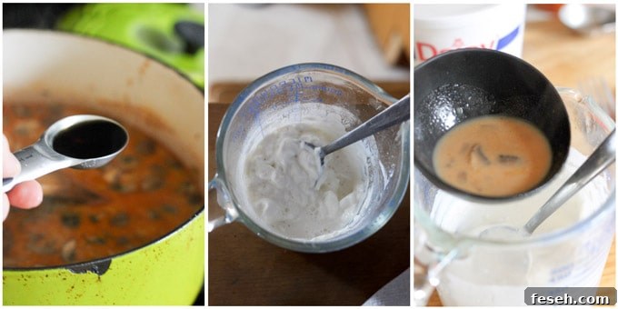 Process photos making mushroom soup