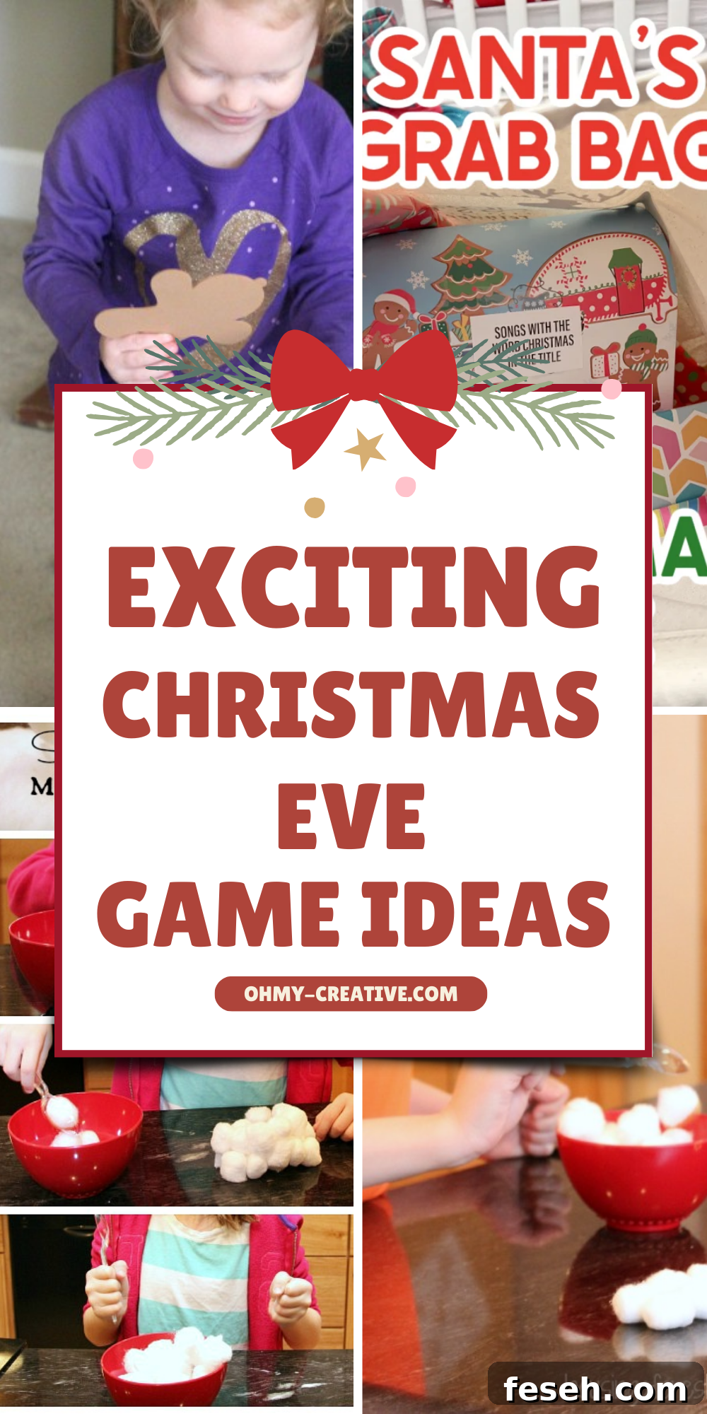 Fun Christmas Eve Games to Bring Family Together 8 A collage image of Christmas Eve Game Ideas to make Christmas unforgettable with laughter and fun!