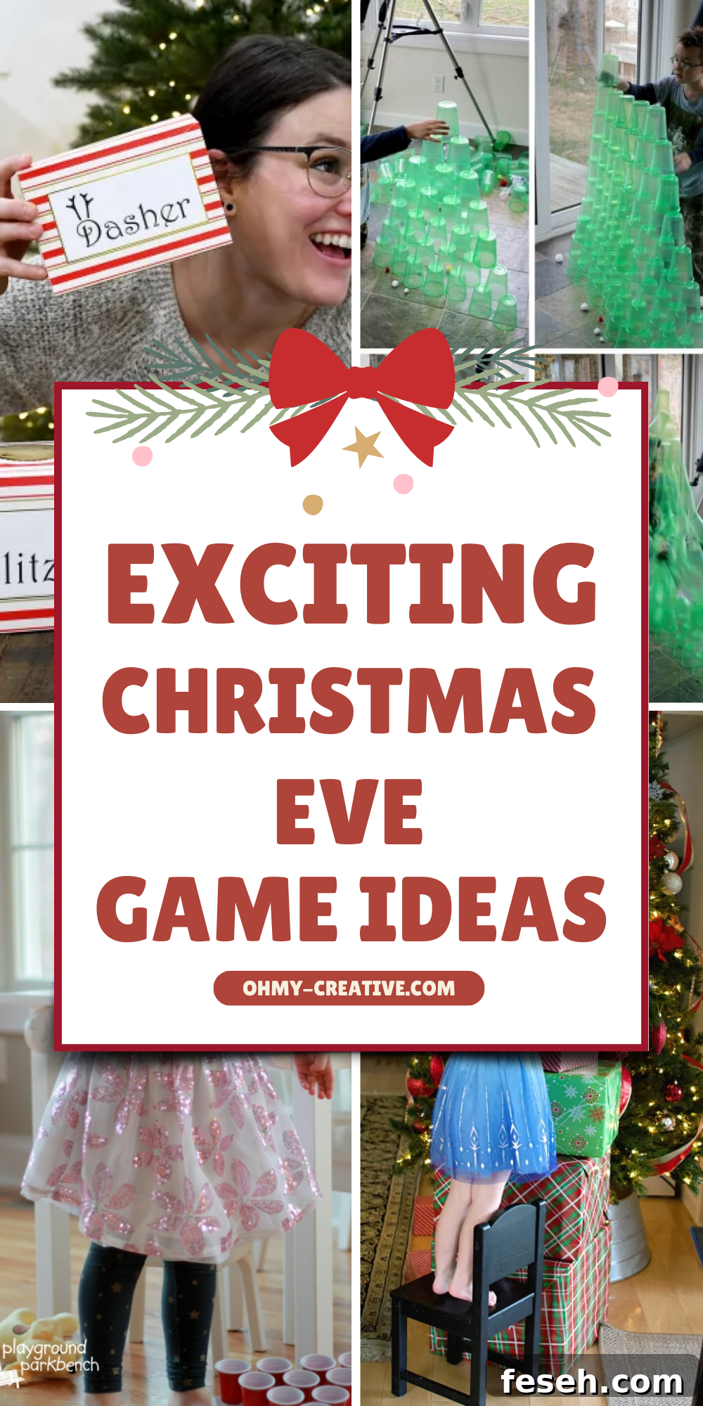 Fun Christmas Eve Games to Bring Family Together 9 A collage image of Christmas Eve Game Ideas to make Christmas unforgettable with laughter and fun!