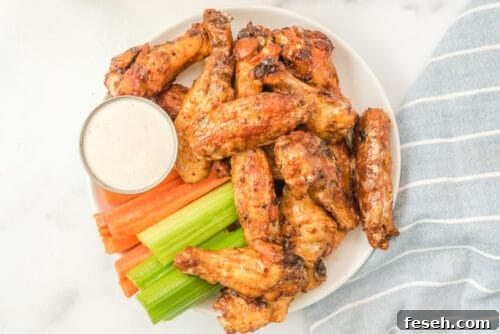 Plate of air fryer wings.