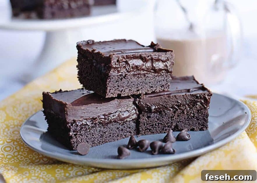 Plate of triple chocolate brownies (game day dessert recipes).