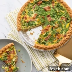 Spinach Bacon Quiche Recipe for Breakfast Brunch @bestrecipebox