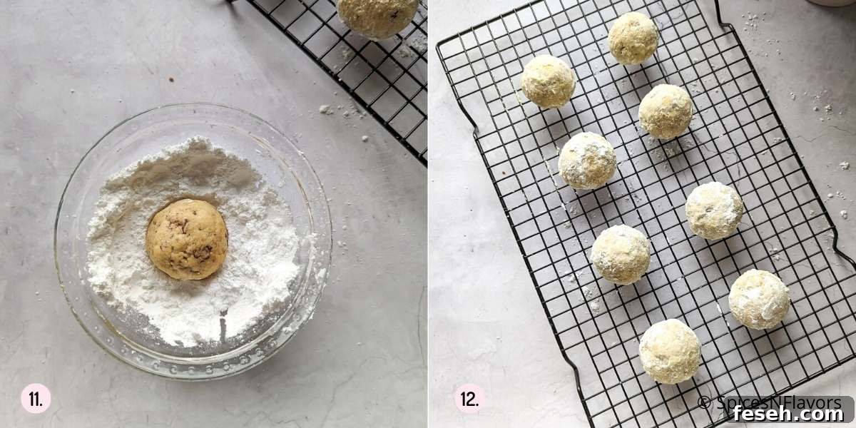 dipping cookies in powdered sugar