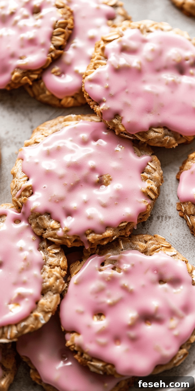 Strawberry iced oatmeal cookies