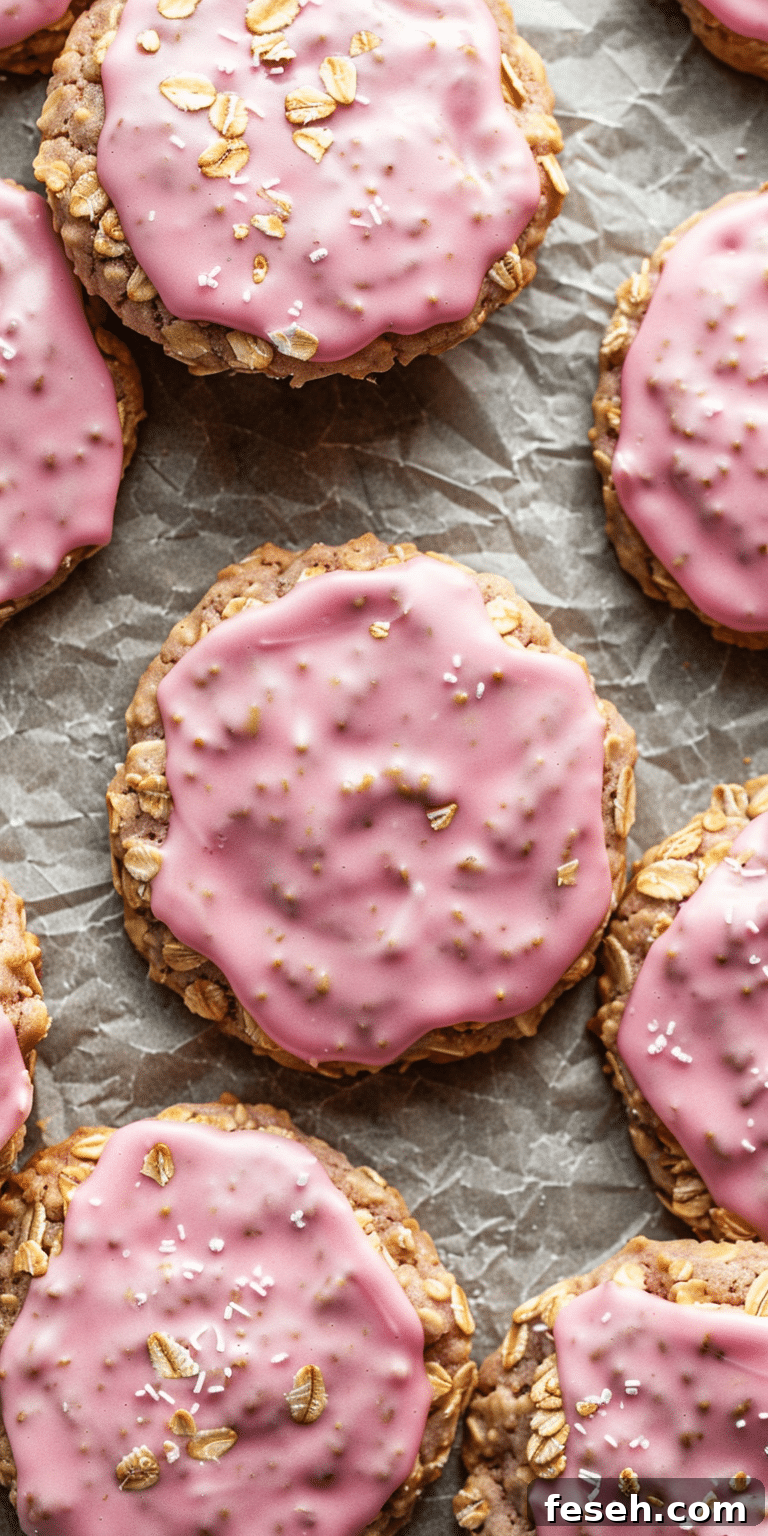 Stack of iced oatmeal cookies