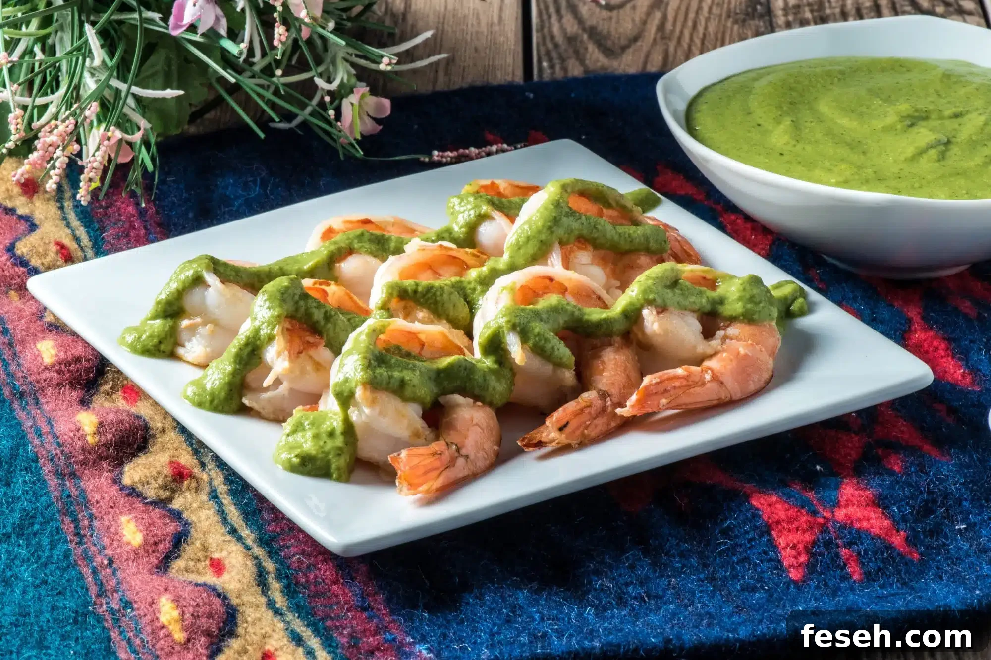 Shrimp in Poblano Cream Sauce with Culichi Salsa Recipe 2 Shrimp in Poblano Cream Sauce