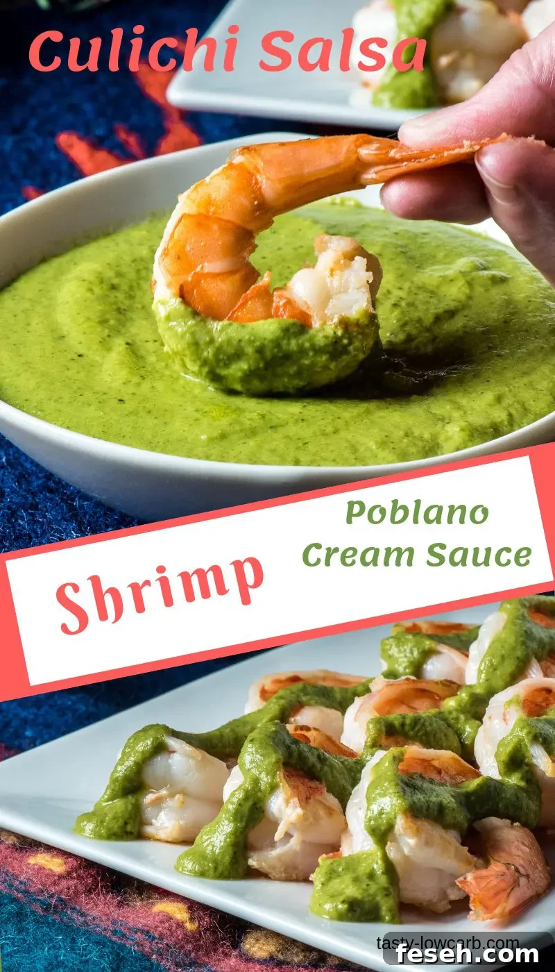 Shrimp in Poblano Cream Sauce with Culichi Salsa Recipe 3 Poblano shrimp plated