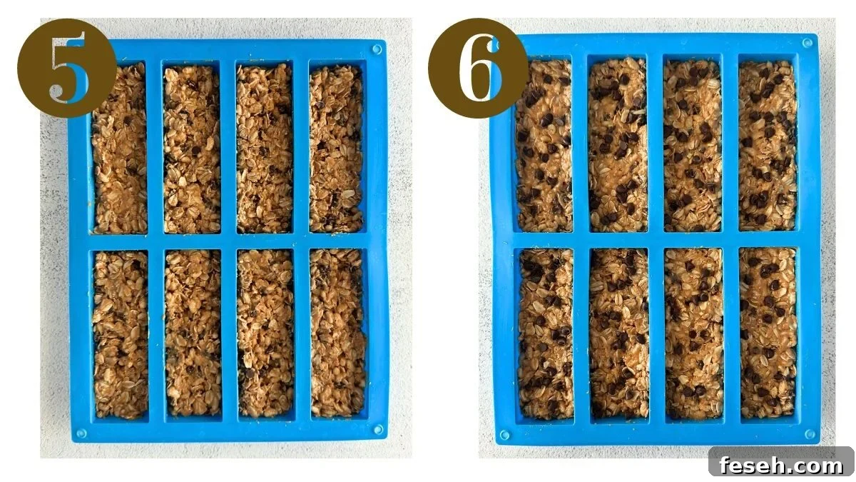 Steps to make chocolate chip chewy granola bars.