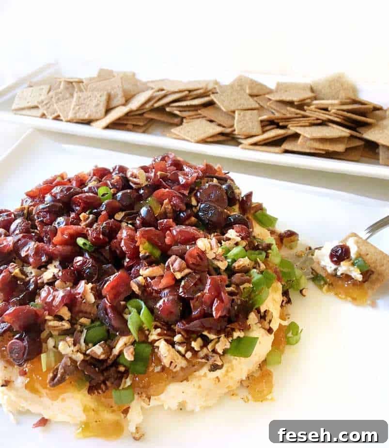 platter of holiday harvest spread with crackers