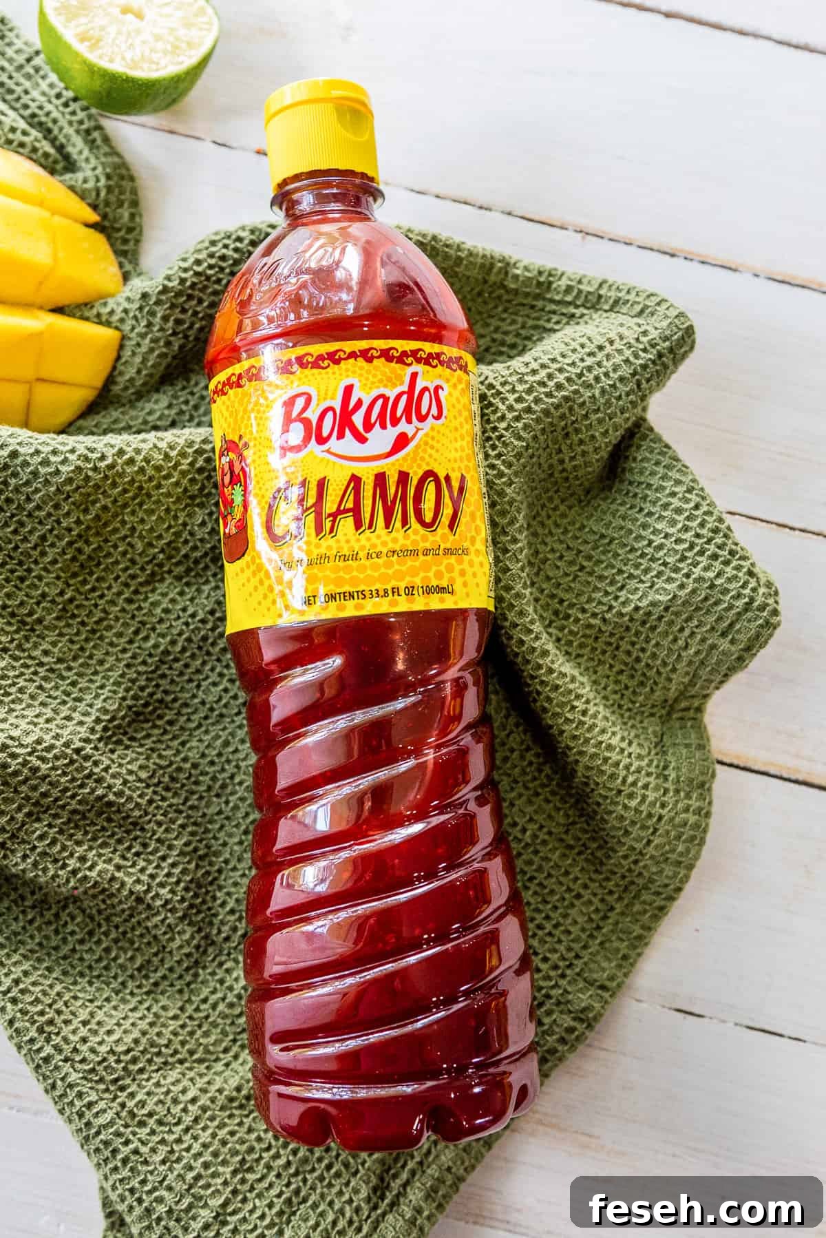 a bottle of store bought chamoy sauce