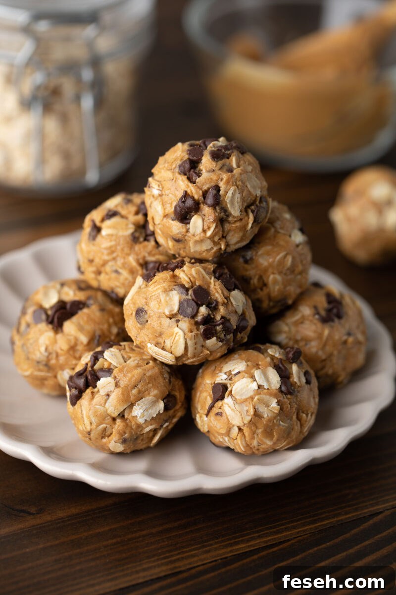 Peanut Butter Energy Bites with Chocolate Chips and Oats
