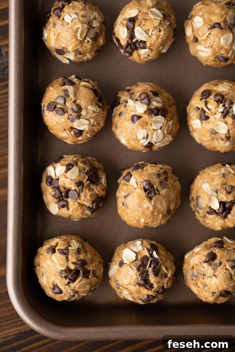rolled peanut butter energy bites on tray