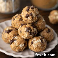 Peanut Butter Energy Bites with Chocolate Chips and Oats