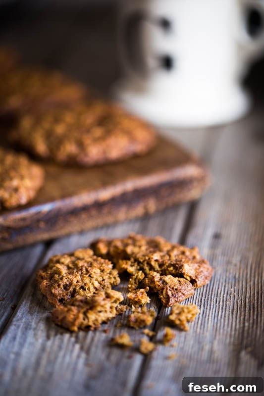Wholemeal ginger cookies made with spelt flour and reduced sugar, as well as some wholesome oats, to really bump up the micronutrients in this recipe. Fiery ginger makes for a perfect flavour to go alongside a mug of hot milk on a cold day.