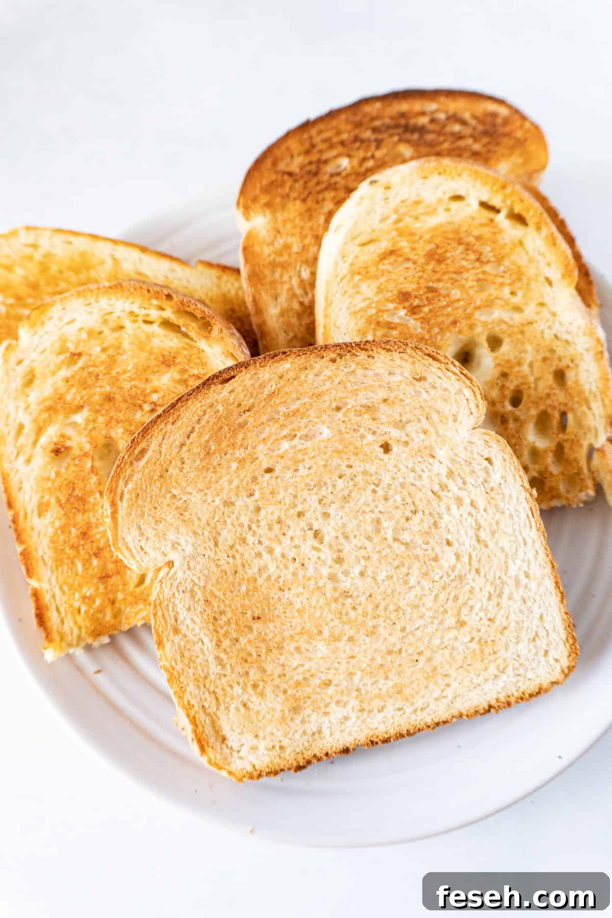 toasted bread slices on white plate.