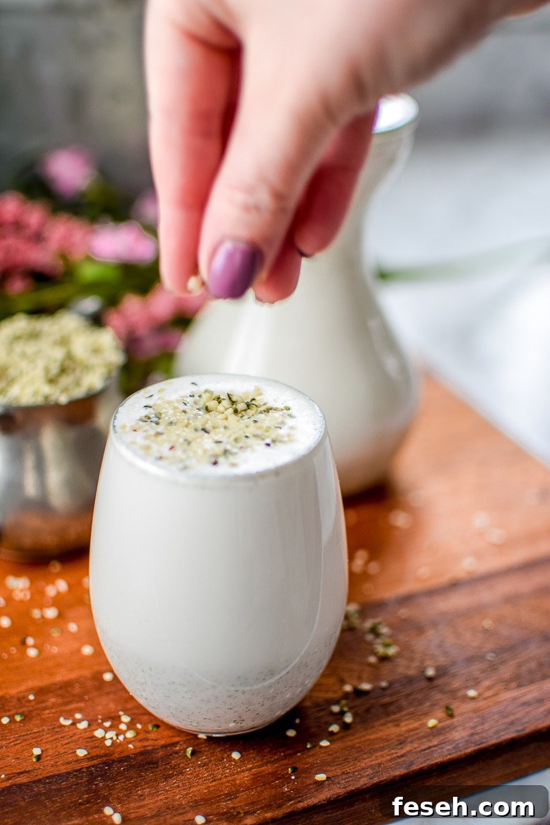 Homemade Hemp Seed Milk by Emily Kyle Nutrition