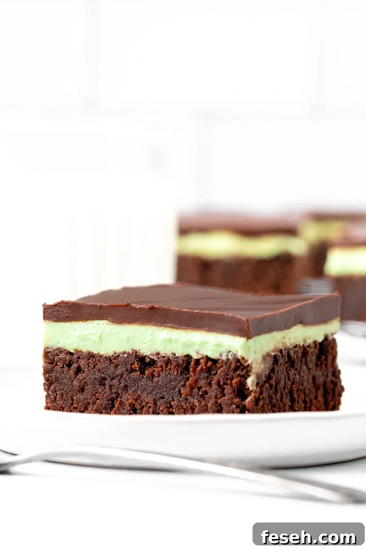 Mint brownie on a plate