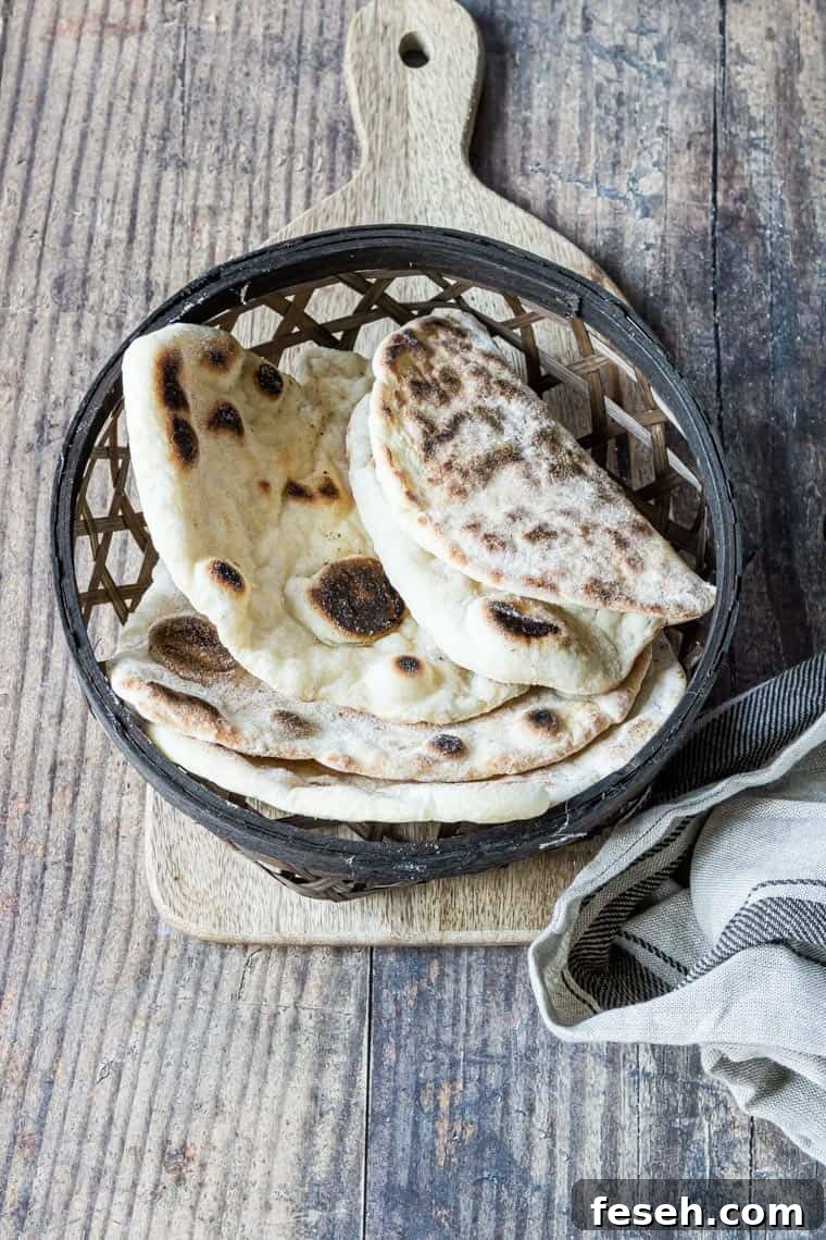 easy flatbread recipe served in a decorative basket