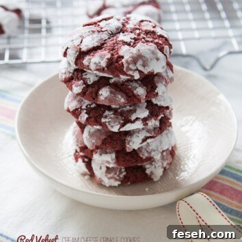 Red Velvet Cream Cheese Crinkle Cookies from thelittlekitchen.net