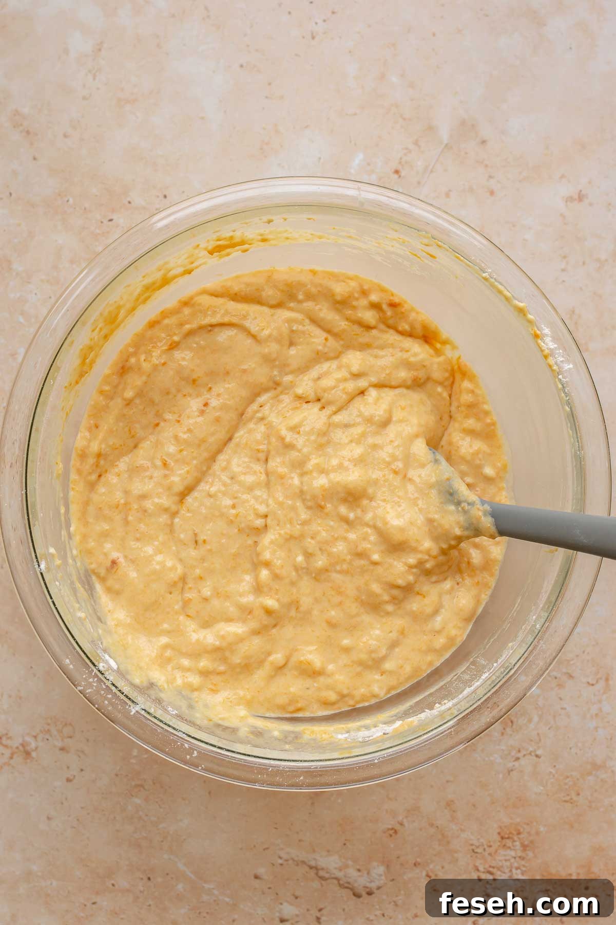 Sweet potato waffle batter in a bowl.