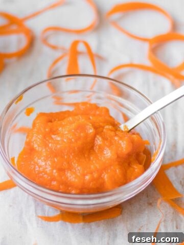carrot puree in a small glass dish