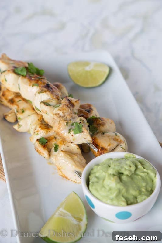 Cilantro Lime Chicken – chicken kebabs marinated in garlic, cilantro, jalapeno and lime juice.