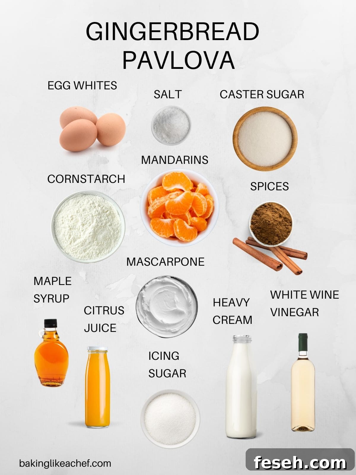Mandarin and Gingerbread Pavlova ingredients.