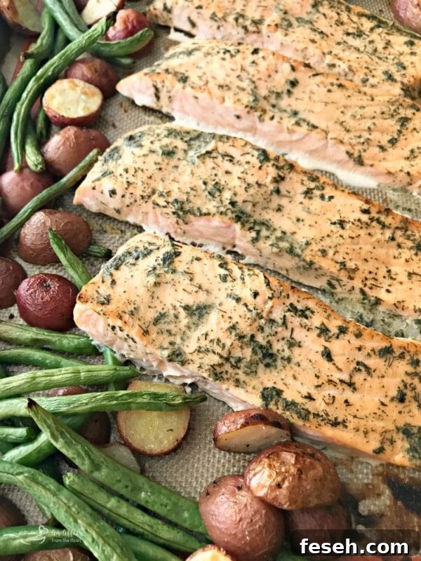 Roasted Salmon Sheet Pan Meal with Potatoes & Green Beans