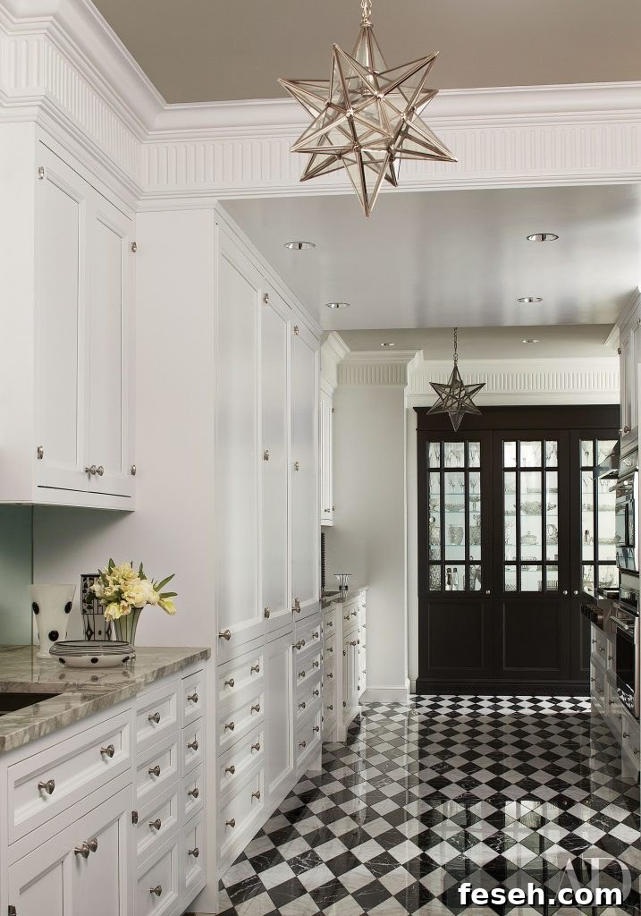 a timeless classic black and white kitchen