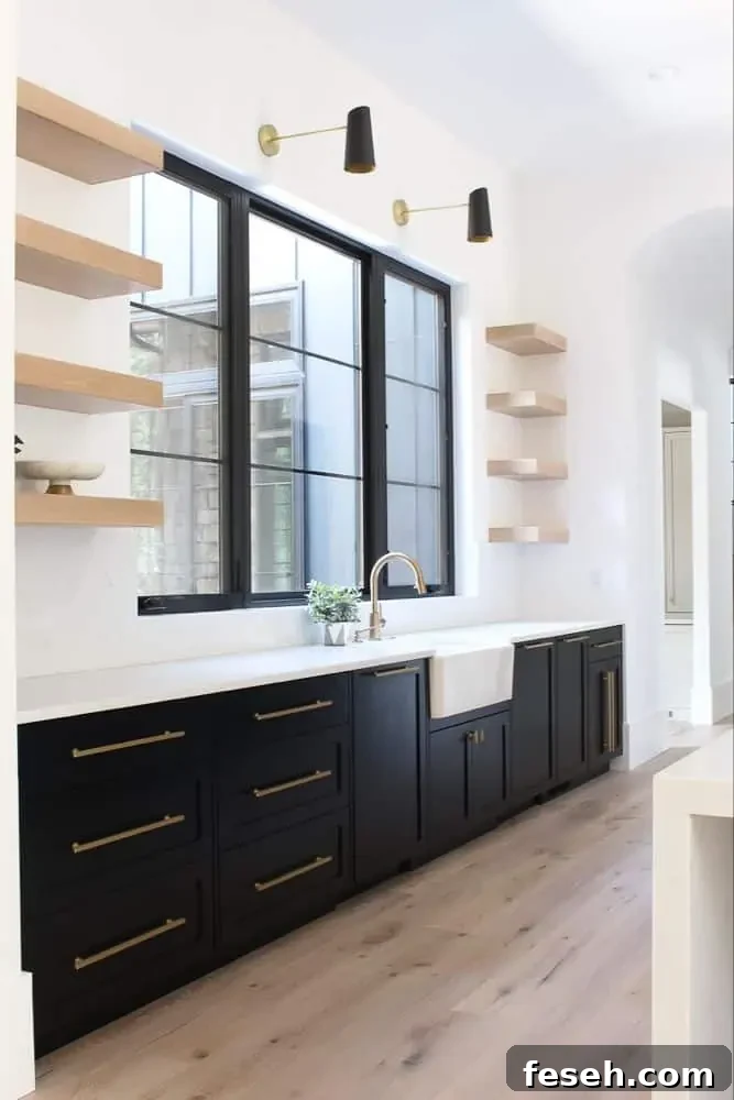 modern black and white kitchen