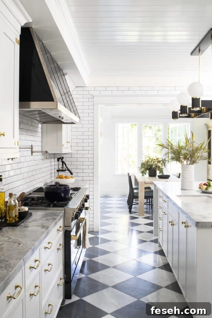 black and white checkered floor