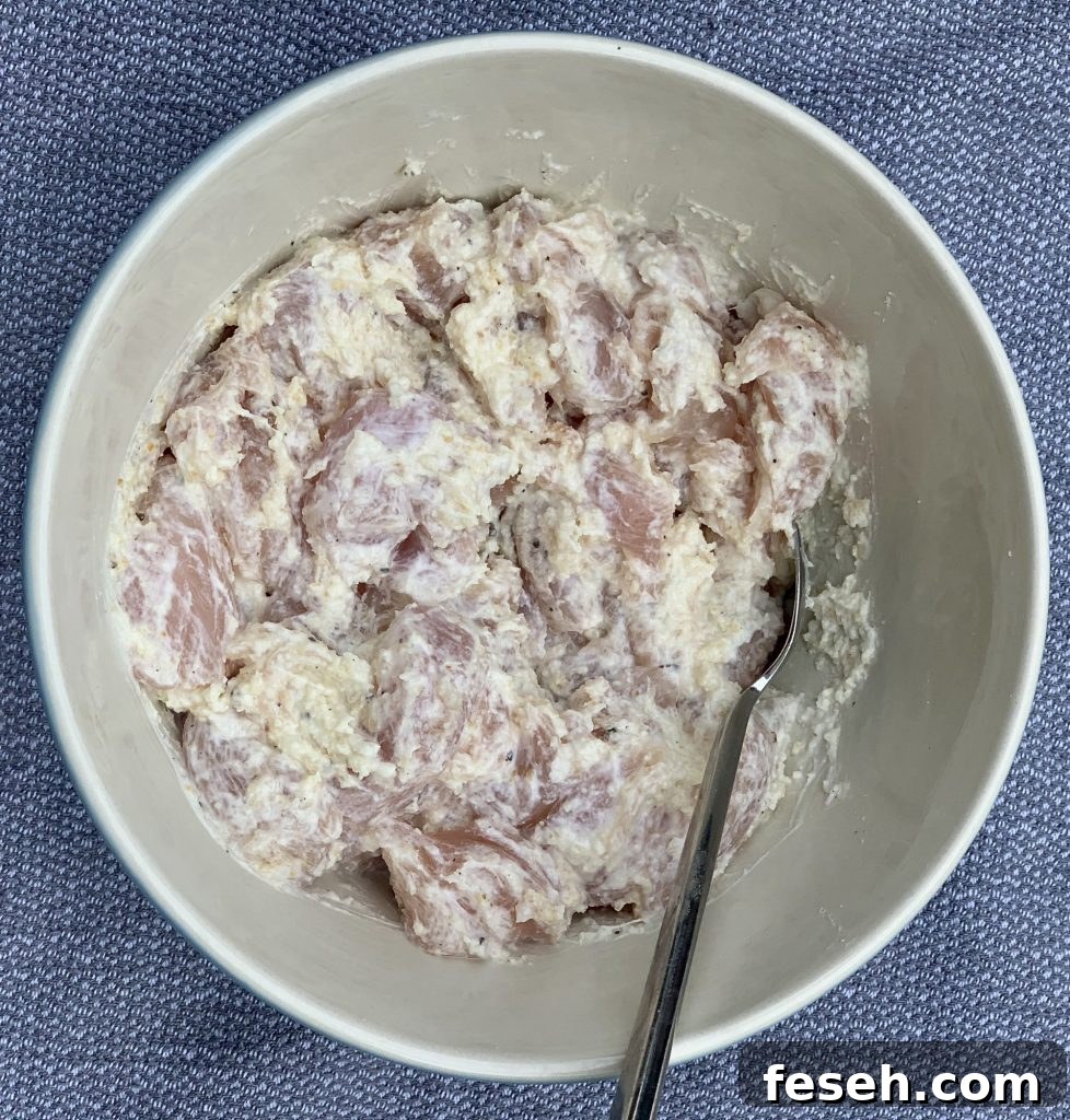 Marinated chicken for Rogan Josh
